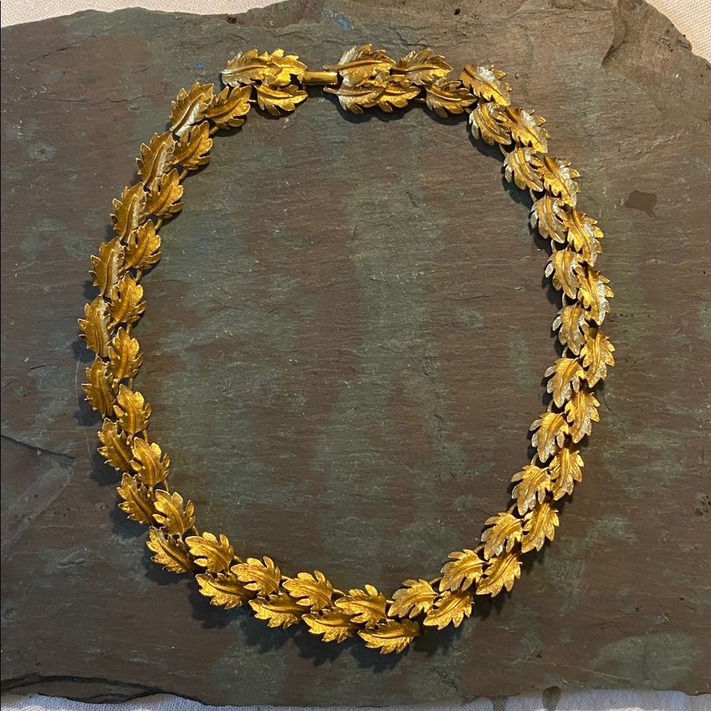 Vintage Napier Gold Leaf Necklace